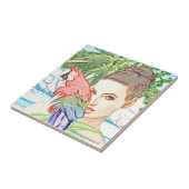 Carreau Fille avec un perroquet (Côté)
