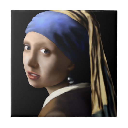 Carreau Fille avec une boucle d'oreille de perle (Devant)