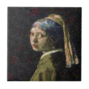 Carreau Fille Avec Une Fraise Élevant Beau Art Spoof
