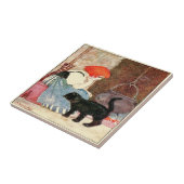 Carreau Fille Chat Noir avec Cheveux Rouge Sowerby (Côté)