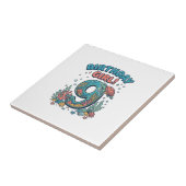 Carreau Fille d'anniversaire 9 Tortue de mer Vector Design (Côté)