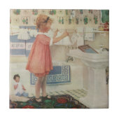 Carreau Fille d'autrefois, Enfant faisant la lessive et ét (Devant)