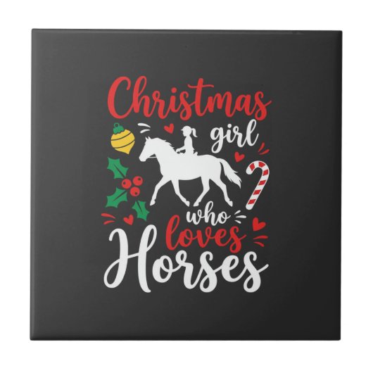 Carreau Fille de Noël qui aime les chevaux (Devant)
