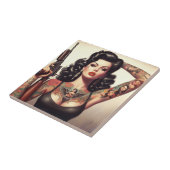 Carreau Fille de tatouage de la vieille école (Côté)