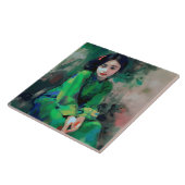 Carreau Fille en robe verte (Côté)