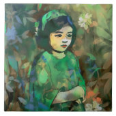 Carreau Fille en robe verte (Devant)