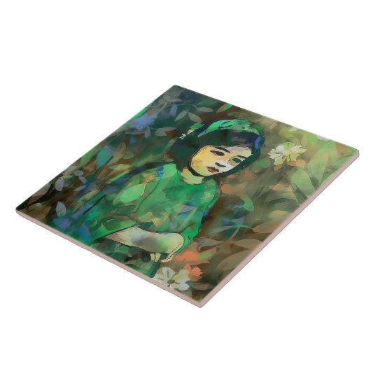 Carreau Fille en robe verte (Côté)