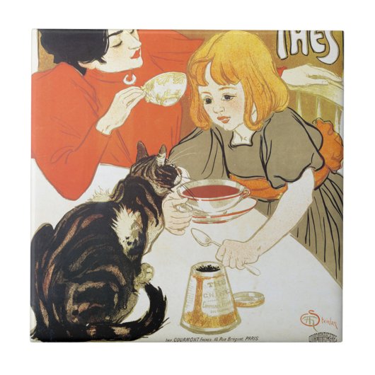 Carreau Fille et chat, Alexandre Steinlen (Devant)