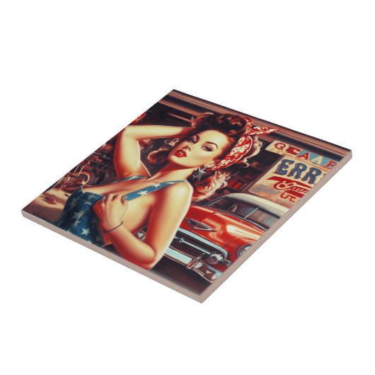 Carreau Fille mécanique rétro (Côté)