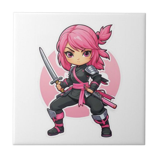 Carreau Fille Ninja rose (Devant)