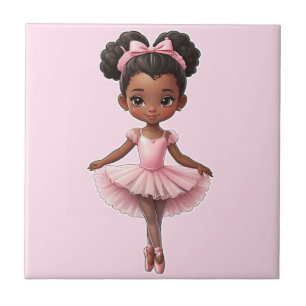 Carreau Fille noire Ballerina Rose Ballet