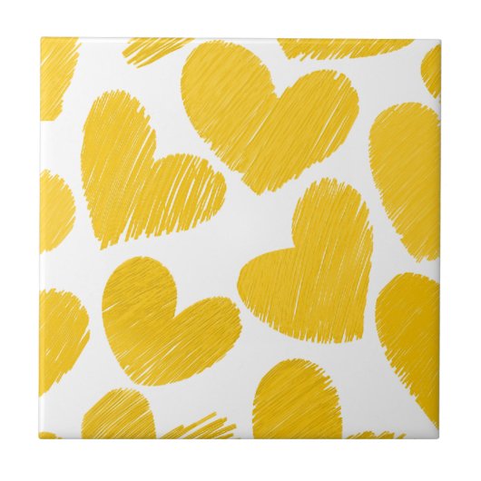 Carreau Fille pastel jaune coeur d'amour motif (Devant)