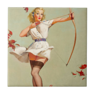 Carreau Fille pin-up de tir à l'arc