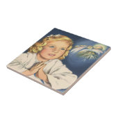 Carreau Fille priant Jésus-Christ, prières du soir (Côté)