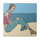 CARREAU FILLE SUR LA PLAGE (Devant)