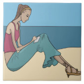 CARREAU FILLE SUR LA PLAGE (Devant)