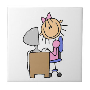Carreau Fille sur ordinateur