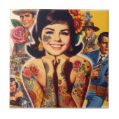 Carreau Fille tatouée old school (Devant)