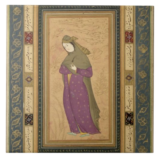 Carreau Fille tenant un aigrette, de la grande aube de (Devant)