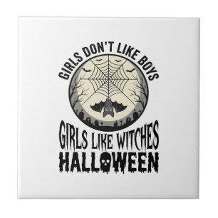 Carreau Filles comme sorcières Halloween Design Vector Vin