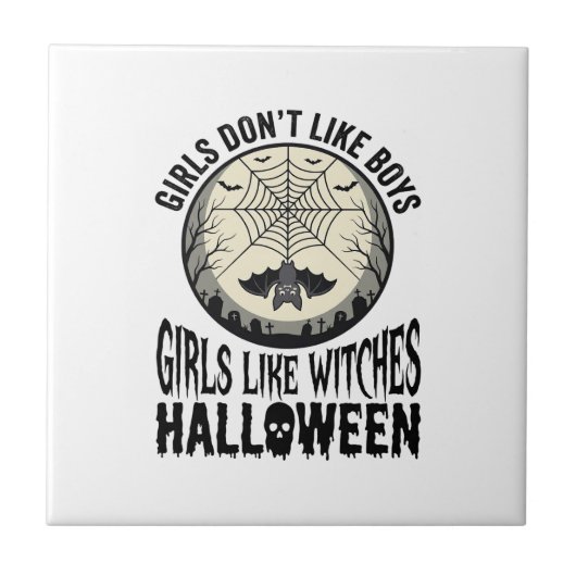 Carreau Filles comme sorcières Halloween Design Vector Vin (Devant)