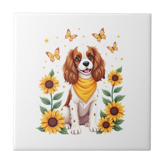 Carreau Filles Femmes Maman Cavalier King Charles Spaniel (Devant)