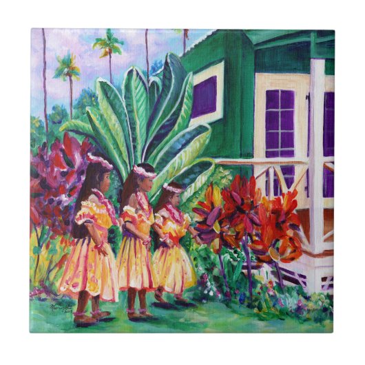 Carreau Filles Hawaiian Keiki Hula (Devant)