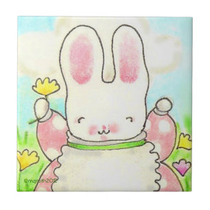 Carreau fillette lapin