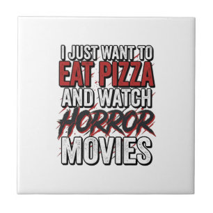 Carreau Films d'horreur de pizza Typographie vintage Hallo