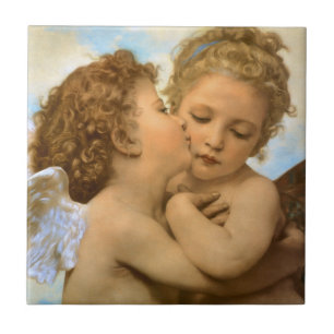 Carreau First Kiss (détail d'ange) par Bouguereau