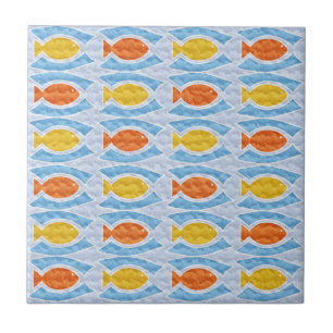 Carreau Fish School Jaune Orange Bleu