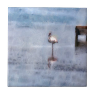 Carreau Flamant rose aquarelle