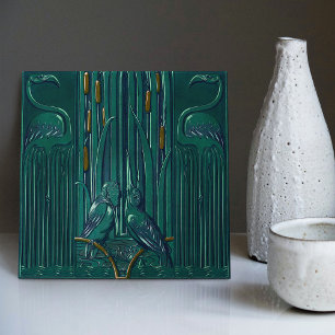 Carreau Flamant rose Art Déco Décor Art Nouveau