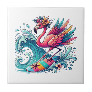 Carreau Flamant rose de plage amusant