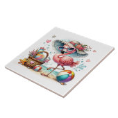 Carreau Flamant rose de plage amusant  (Côté)