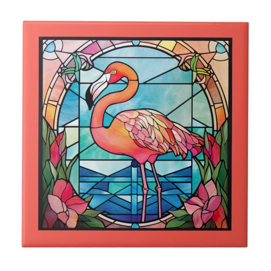 Carreau flamant rose en faux verre (Devant)