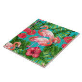 Carreau Flamant rose et aquarelle du jardin tropical (Côté)