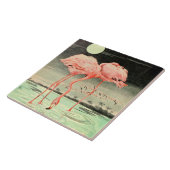 Carreau Flamant rose et lune d'oiseaux roses Vintages (Côté)