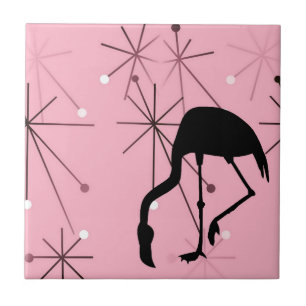 Carreau Flamant Rose Moderne Milieu de Siècle Éclaté en Ra