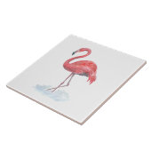 Carreau Flamant rose rose, aquarelle. (Côté)