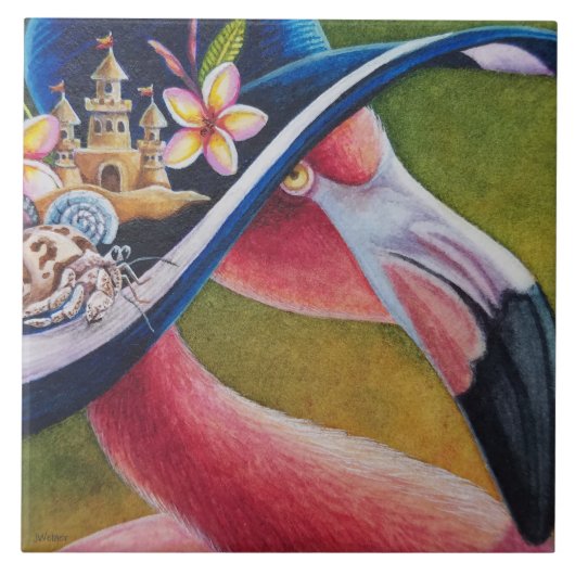 Carreau Flamant rose rose Crabe Casquette du soleil de Her (Devant)