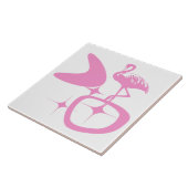 Carreau Flamant rose rose de forme rétro atomique moderne  (Côté)