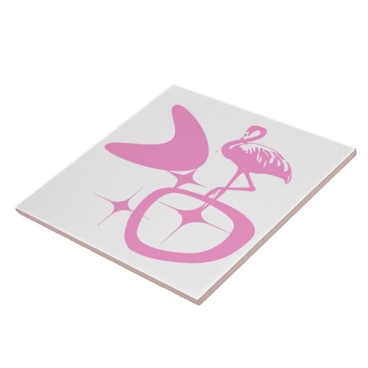 Carreau Flamant rose rose de forme rétro atomique moderne  (Côté)