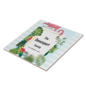 Carreau Flamant rose rose élégant et Feuilles tropicaux (Côté)