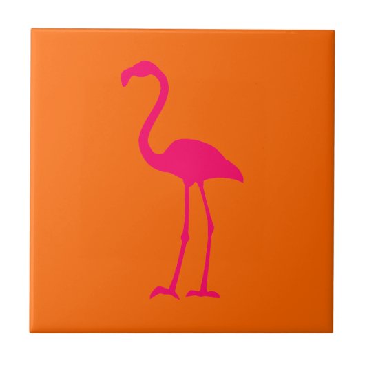 Carreau Flamant rose rose vif sur orange (Devant)