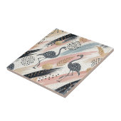 Carreau Flamant rose stylisé et Motif brosse (Côté)