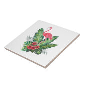 Carreau Flamant rose tropical feuille (Côté)