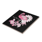 Carreau Flamant Rose Tropical Oiseau Fantaisiste Noir Mode (Côté)