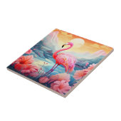 Carreau Flamant Tropical avec Fleurs (Côté)