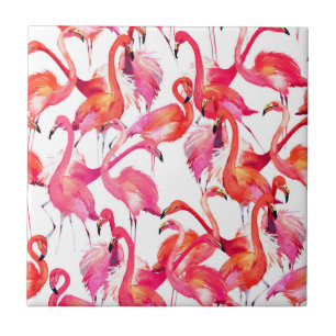 Carreau Flamants roses d'aquarelle dans les aquarelles